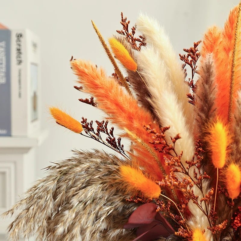Bluejw High Quality Autumn Orange Dried Flowers Bouquet - Vase Filler Decor for Wedding Halloween Thanksgiving - Dried Plants - Image 5
