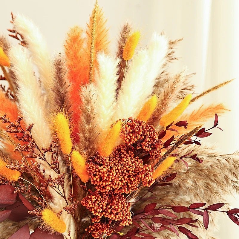 Bluejw High Quality Autumn Orange Dried Flowers Bouquet - Vase Filler Decor for Wedding Halloween Thanksgiving - Dried Plants - Image 4