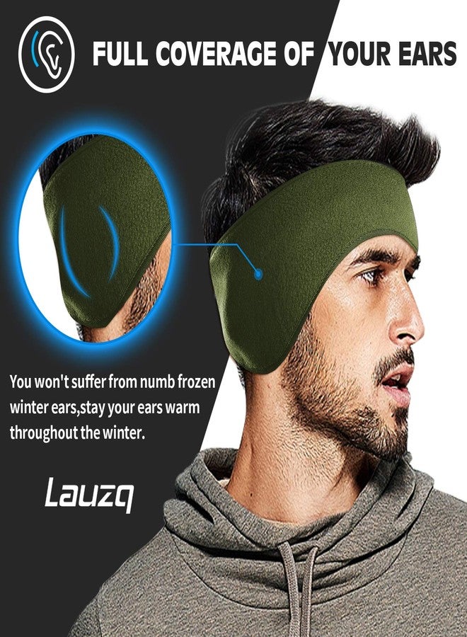 Lauzq Winter Fleece Ear Warmers Muffs Headband for Men Women Kids Ski Running Cycling (1, Army Green) - Image 3