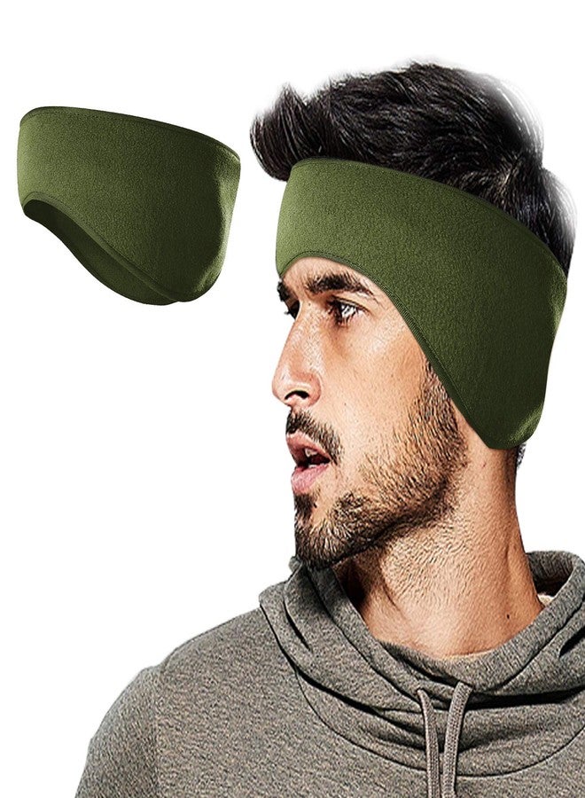 Lauzq Winter Fleece Ear Warmers Muffs Headband for Men Women Kids Ski Running Cycling (1, Army Green) - Image 1