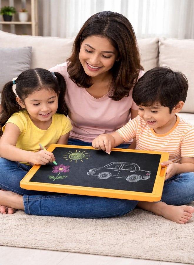 YAJNAS Double Sided Blackboard Slate with Handle for Kids Chalkboard Writing Drawing Learning Board Pre Writing Practice Educational Toy for Toddlers Preschool Nursery LKG UKG Children 10x12 Inch - Image 5
