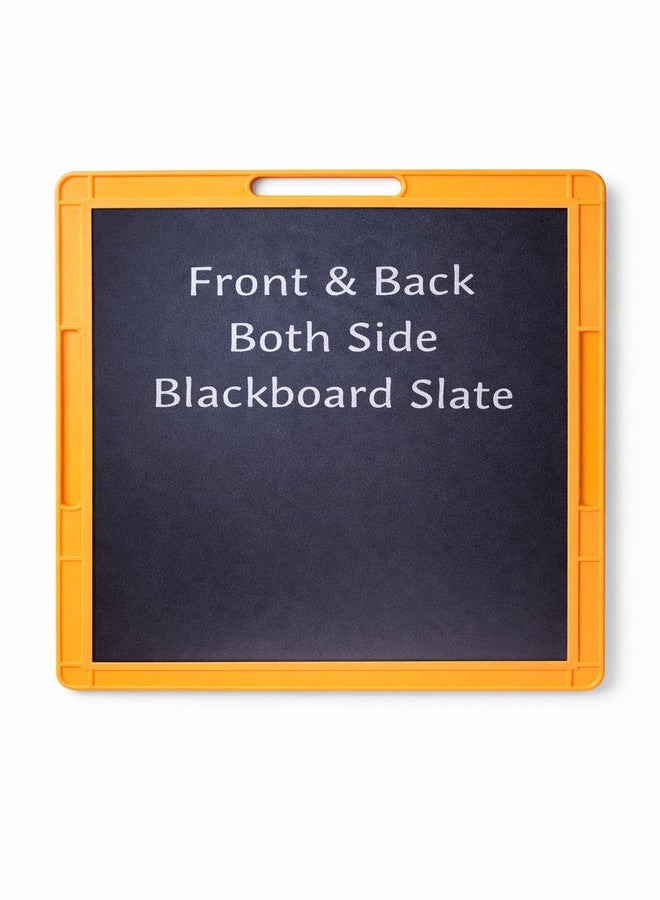 YAJNAS Double Sided Blackboard Slate with Handle for Kids Chalkboard Writing Drawing Learning Board Pre Writing Practice Educational Toy for Toddlers Preschool Nursery LKG UKG Children 10x12 Inch - Image 1