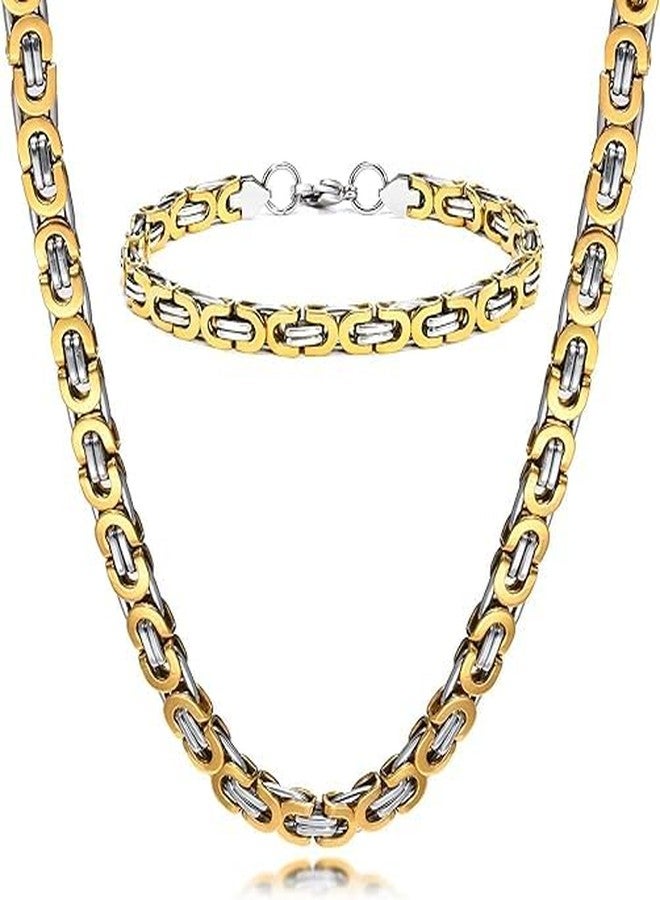 MEENAZ chain for men combo Bracelet for men gold chain for men stylish chain for boys mens necklace for men Stainless steel long chains Locket Pendant anti tarnish necklace black neck accessories 469 - Image 1