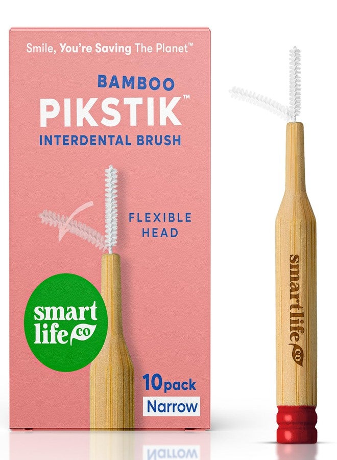 SmartLifeco Bamboo Interdental Brushes (10 Count) - Eco-Friendly Reusable Dental Picks, Flexible Soft Bristles, Superior Gum & Teeth Cleaning, Toothpicks for Braces, PikStik - Tight Gaps - Image 1