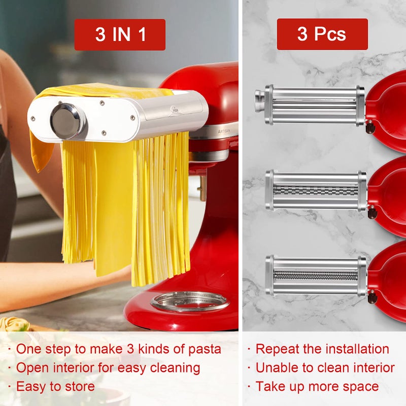 Jovan Home Pasta Maker Attachment for KitchenAid Stand Mixers 3 in 1 Set Includes Pasta Roller Spaghetti Cutter & Fettuccine Cutter, Pasta Attachment for KitchenAid By Jovan Home - Image 3