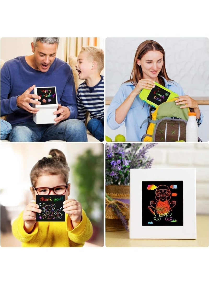 GUDOO تصنيع الحرف اليدوية للأطفال - ملاحظات فنية صغيرة بألوان قوس قزح 100 بطاقة ورقية سحرية للرسم مستلزمات الحفلات للأطفال من 3 إلى 11 سنة للبنات والأولاد - Image 5