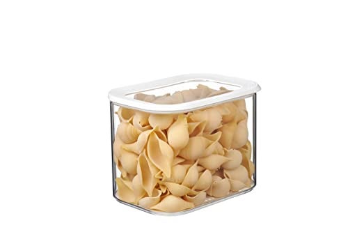 Mepal Modula Rounded Food Storage Box with Lid Ideal for Pasta Cereal Flour and More Stackable Design Transparent Framed Lid BPAFree Nordic White 152oz4500ml - Image 1