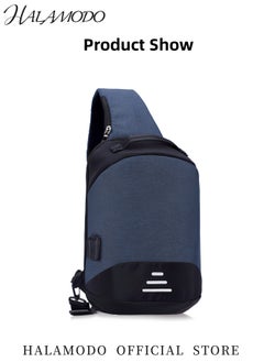HALAMODO Men's Sling Bag with USB Interface Crossbody Bag Chest Bag Shoulder Bag Waterproof Sport Bag Fashionable Casual Bag Large Capacity Canvas Bag  - Image 2