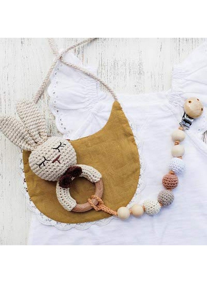 Mali Wear Natural Crochet Teether Toy Rattle for Baby Forest Friends Handmade Amigurumi Crochet Bunny Deer Fox on Natural Wooden Teething Ring Rattle Natural Baby Toys (Organic Bunny) - Image 4