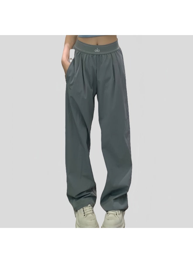 Alo Yoga ALO Gray High-Waisted Wide-Fit Pants - Image 2