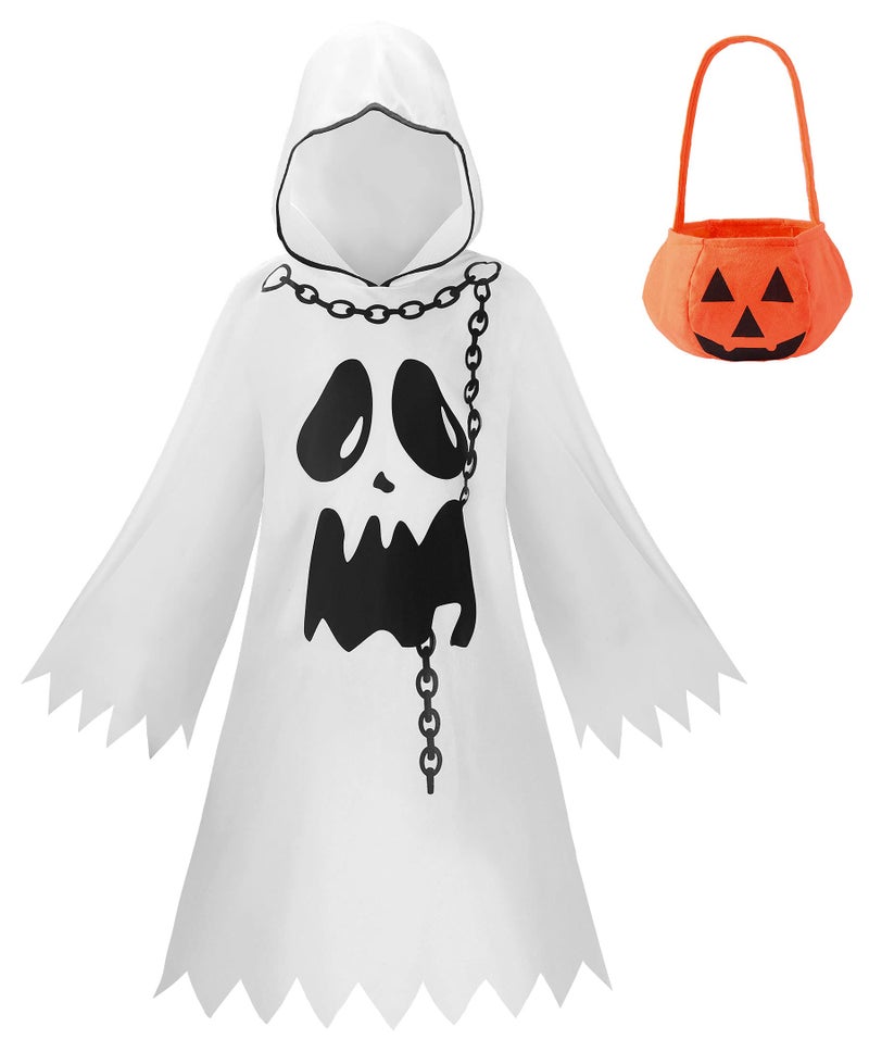 ReliBeauty Ghost Costume Kids with Pumpkin Bag Halloween CostumesWhite110
