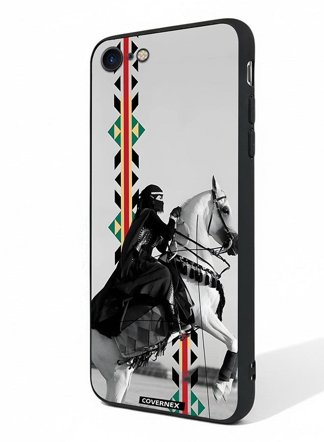 Covernex Apple iPhone 8 Protective Case Cover Printed Featuring Woman on Horseback with Sadu Accents - Image 1