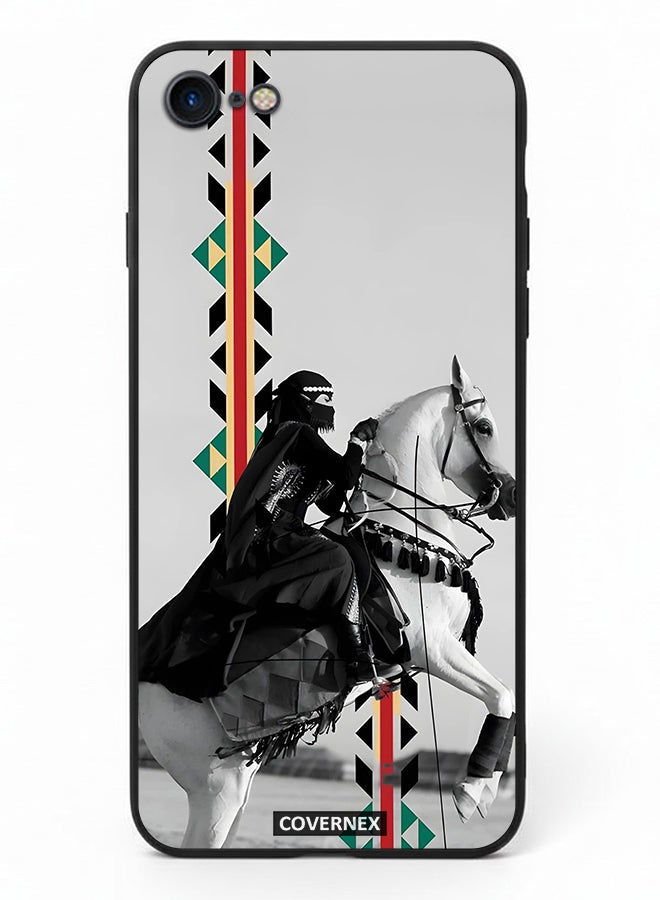 Covernex Apple iPhone 8 Protective Case Cover Printed Featuring Woman on Horseback with Sadu Accents - Image 2
