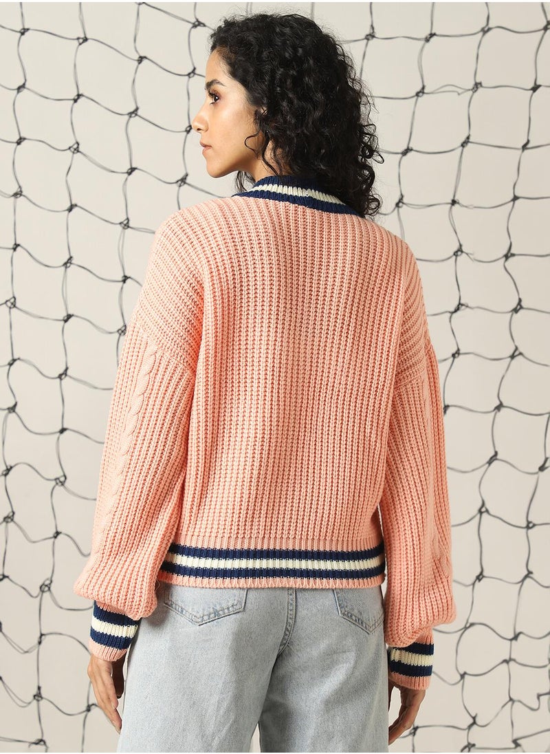 Hubberholme Women's Multicoloured 100% Acrylic Solid Regular Fit Sweater  - Image 3