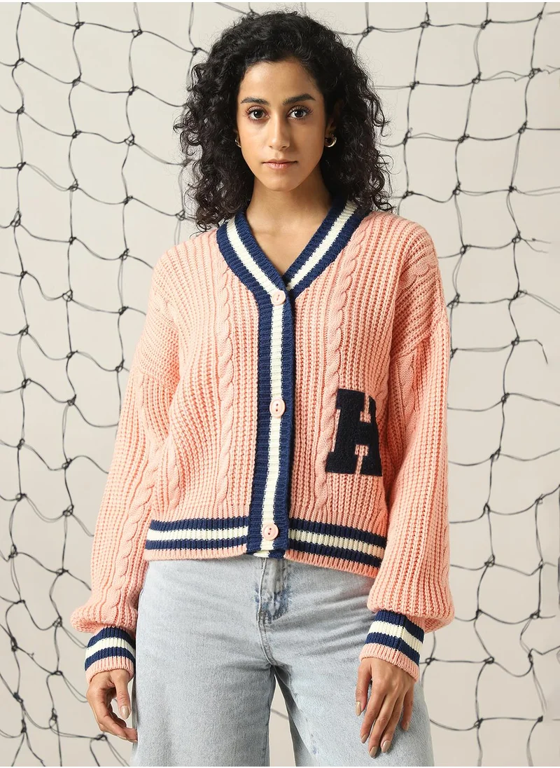 Hubberholme Women's Multicoloured 100% Acrylic Solid Regular Fit Sweater