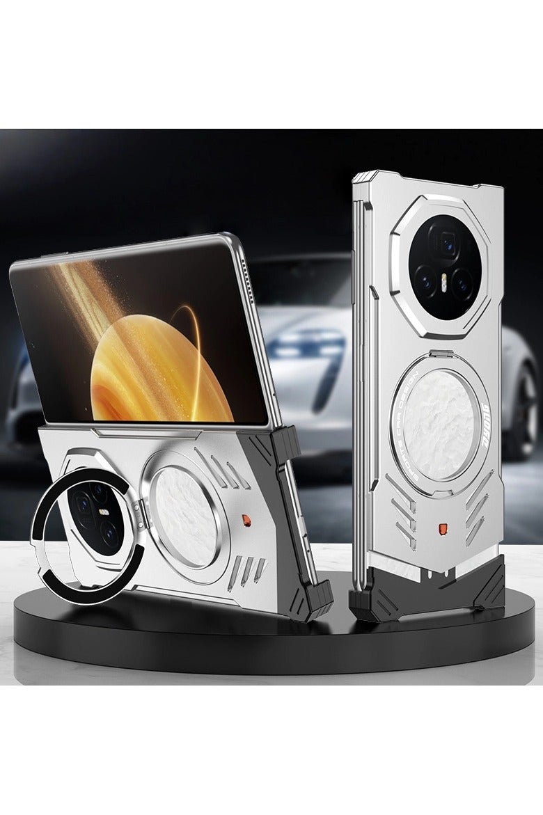 غطاء مناسب لـ Honor Magic V5 - تصميم معدني مع حامل دوار 360 درجة - غطاء واقي مزود بنظام تبريد - متوافق مع الموديلات المذكورة - حماية عملية وفعالة