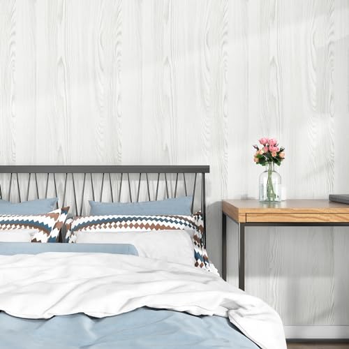 WESTICK Grey White Wood Grain Contact Paper for Cabinets Vintage Wooden Wallpaper Peel and Stick Countertops Waterproof Rustic Wood Contact Paper for Tables Desk Drawers Walls Camper 158 x 393 - Image 1