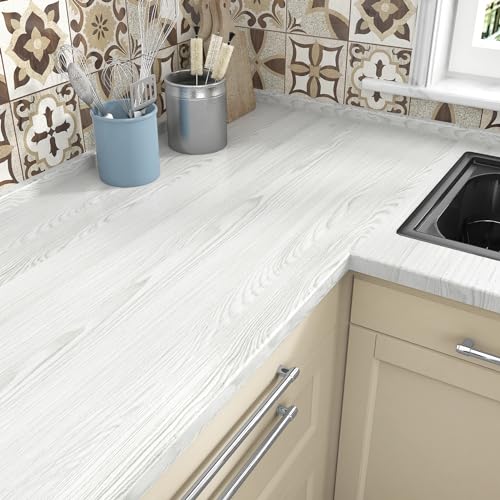 WESTICK Grey White Wood Grain Contact Paper for Cabinets Vintage Wooden Wallpaper Peel and Stick Countertops Waterproof Rustic Wood Contact Paper for Tables Desk Drawers Walls Camper 158 x 393 - Image 3