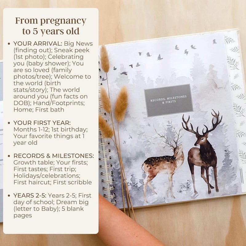 Peachly Unisex Baby Memory Book, Minimalist Baby Book First Year Baby Book Keepsake for Milestones, Linen Baby Books First Year Memory Book, Simple Baby Scrapbook for Boy Girl Milestones - Image 5