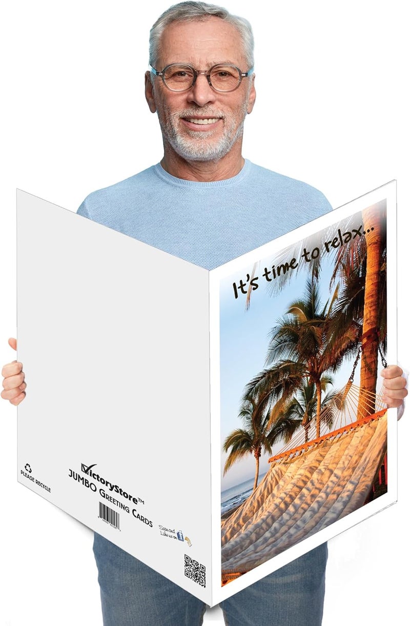 VictoryStore 3Foot Jumbo Greeting Cards Giant Retirement Card Relax Hammock 24x36Inch card with envelope - Image 1