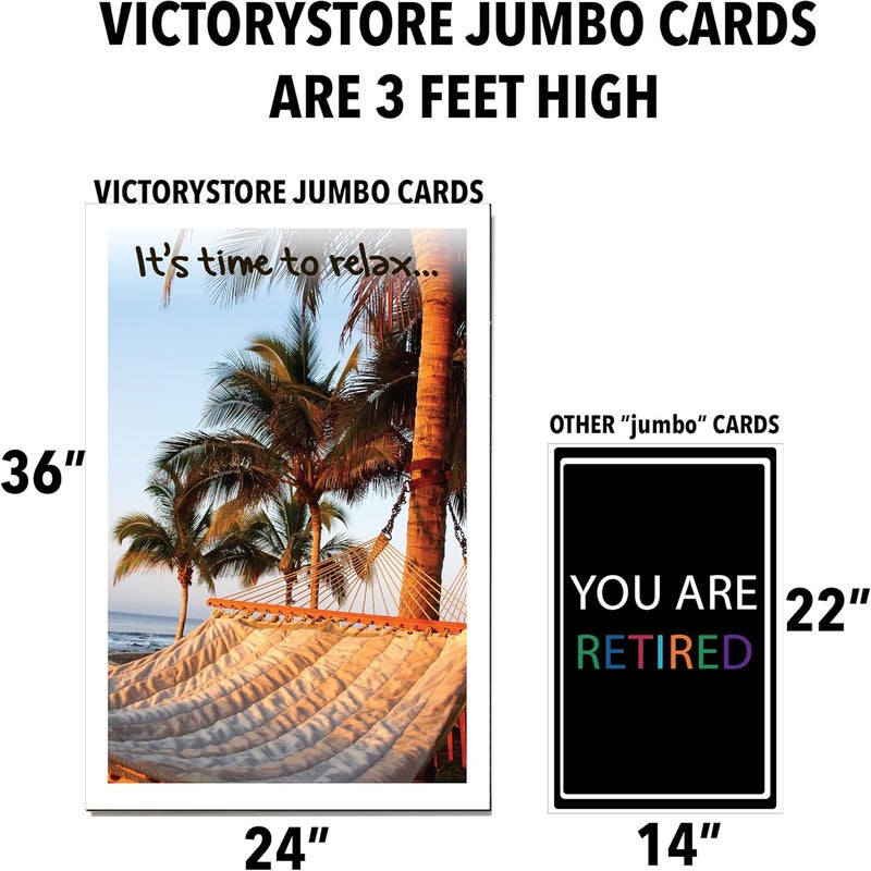 VictoryStore 3Foot Jumbo Greeting Cards Giant Retirement Card Relax Hammock 24x36Inch card with envelope - Image 3