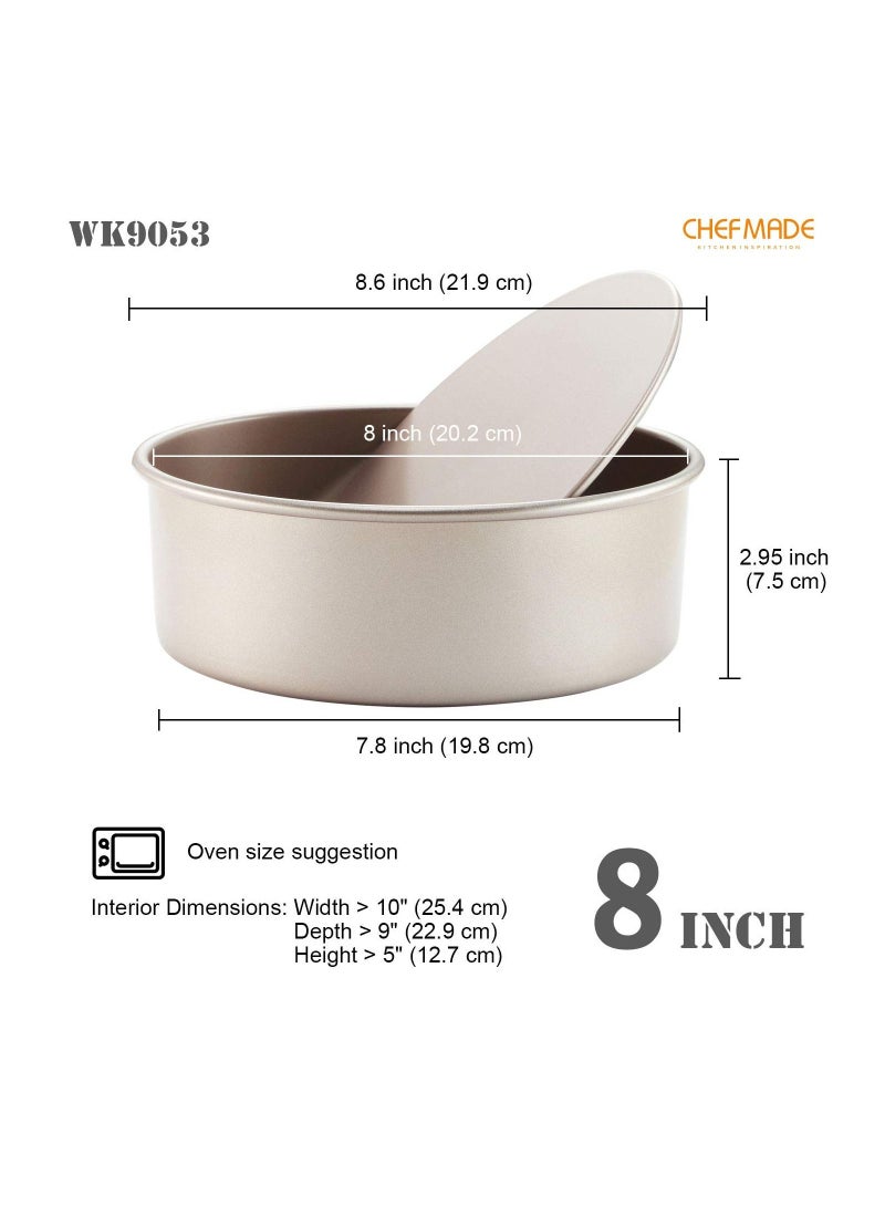 chefmade Round Cake Pan 8 Inch with Removable Loose Bottom - Image 2