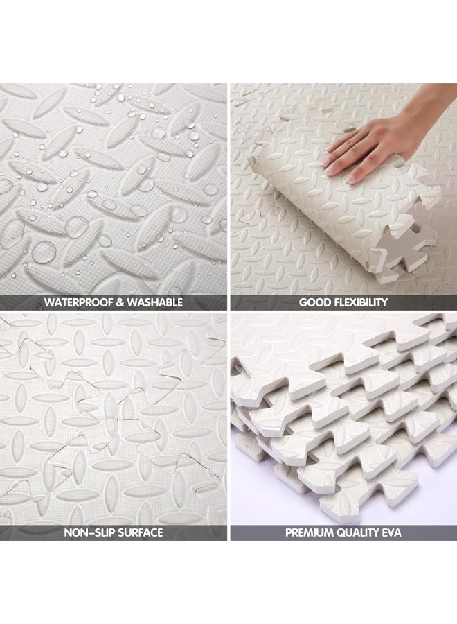 EVA Foam Play Mat 36/12 Tiles Colorful Baby Play Mat Square Kids Playmat with Solid Colored 1.2CM Thickened Interlocking Foam Floor Tiles Puzzle Play Mat for Baby Crawling Playing Cream-coloured - Image 4