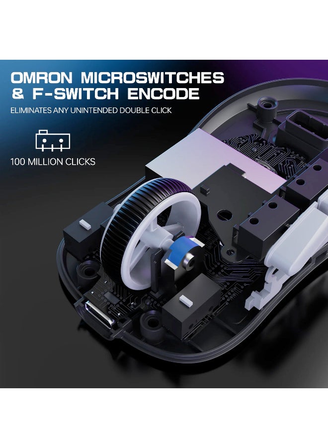 هجوم القرش X3MAX PAW3950 Wireless Gaming Mouse with C06 Coiled Cable – White - Image 4