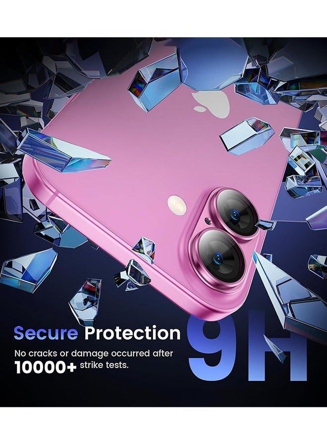 2Pack iPhone 16 / iPhone 16 Plus Camera Lens Protector, Metal Aluminum Alloy Tempered Glass Cover Camera Screen Protector Accessories, Case Friendly for iPhone 16 / iPhone 16 Plus, Pink - Image 4