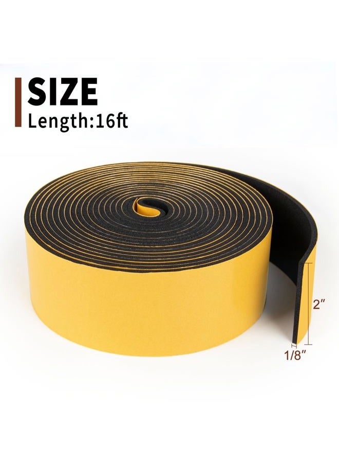 Yotache Neoprene Weather Stripping 2" W X 1/8" T (New Adhesive Craft), Self Adhesive Foam Rubber Seal Strip Tape for Door and Window, 16 Ft Length - Image 4