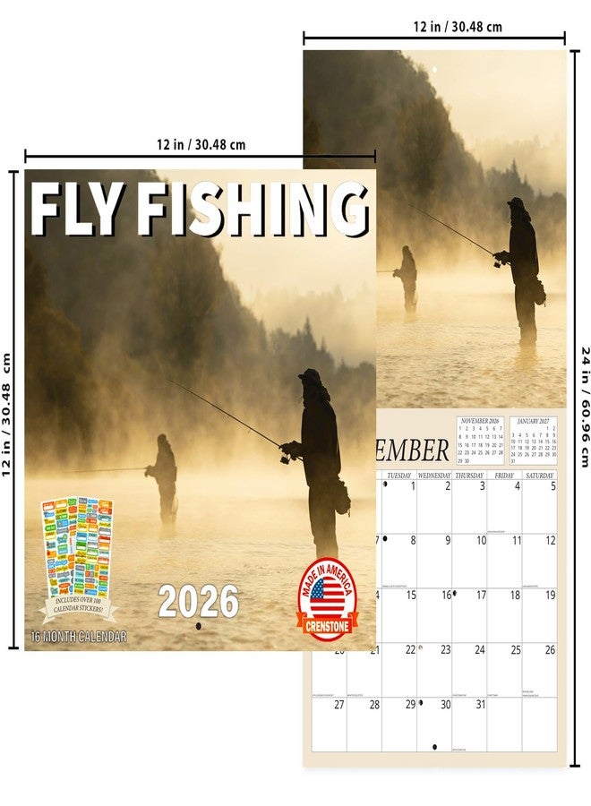 Crenstone Fishing Calendar 2026 - Fly Fishing Outdoors 2026 Wall Calendar, Includes 100+ Reminder Stickers | 12" x 24" Open | Giftable | Made in The USA - Image 5