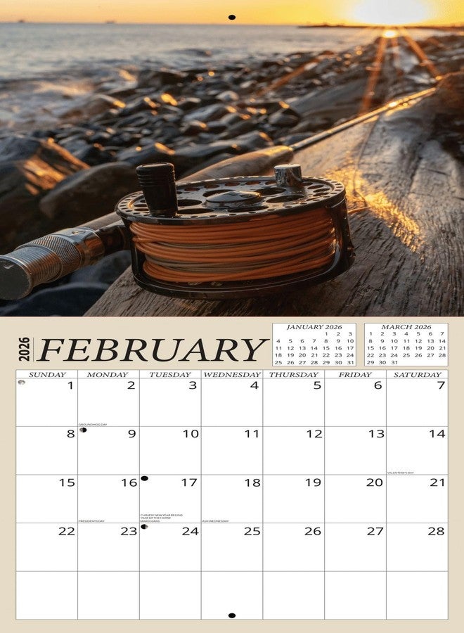 Crenstone Fishing Calendar 2026 - Fly Fishing Outdoors 2026 Wall Calendar, Includes 100+ Reminder Stickers | 12" x 24" Open | Giftable | Made in The USA - Image 4