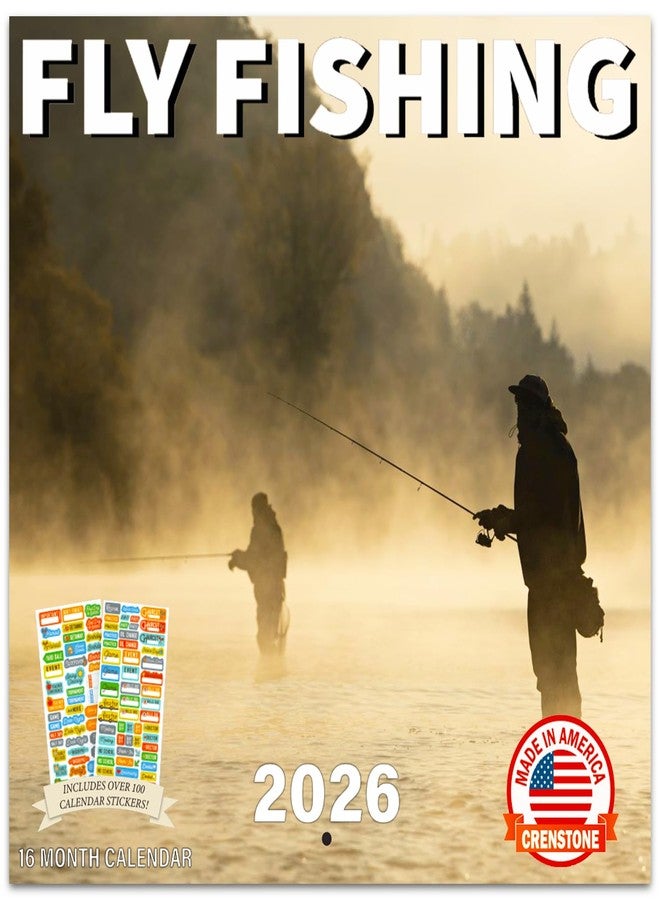 Crenstone Fishing Calendar 2026 - Fly Fishing Outdoors 2026 Wall Calendar, Includes 100+ Reminder Stickers | 12" x 24" Open | Giftable | Made in The USA - Image 1