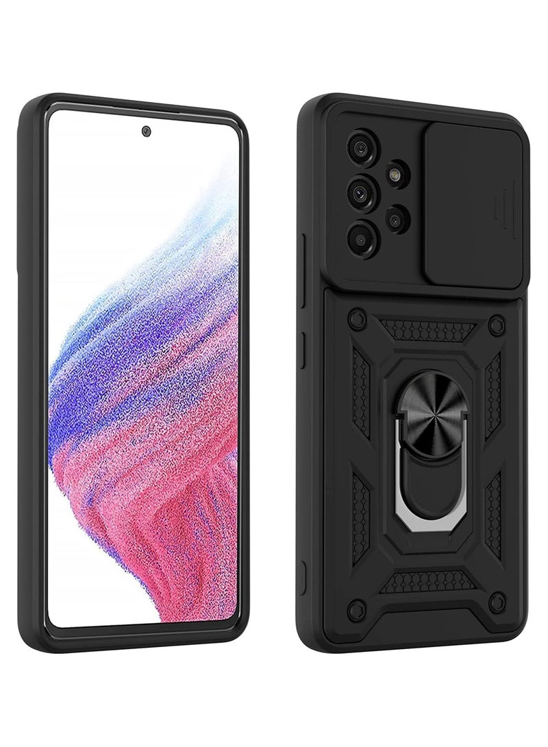 Case Cover Shockproof Windows Protective Case with Camera Protection and Metal Ring Compatible with Samsung Galaxy A72 (Black) - Image 2