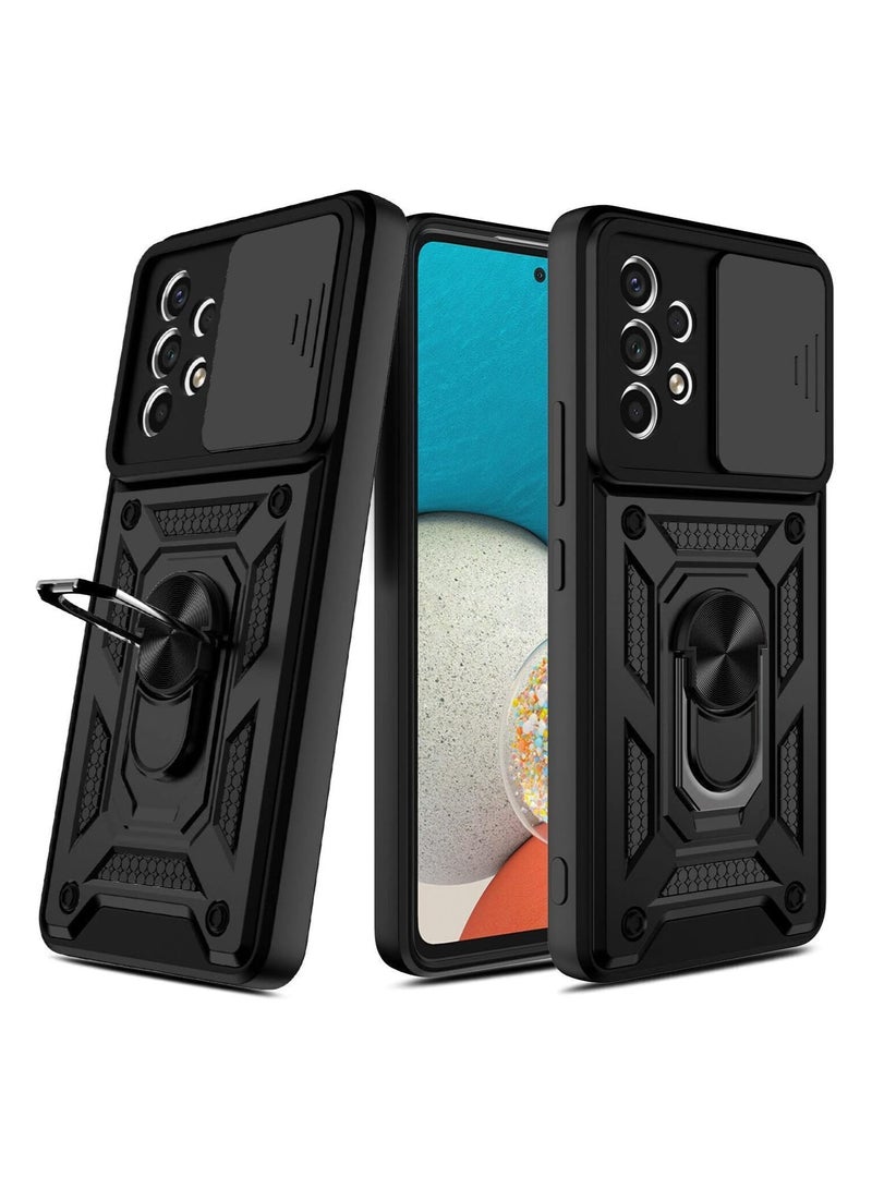 Case Cover Shockproof Windows Protective Case with Camera Protection and Metal Ring Compatible with Samsung Galaxy A72 (Black) - Image 3