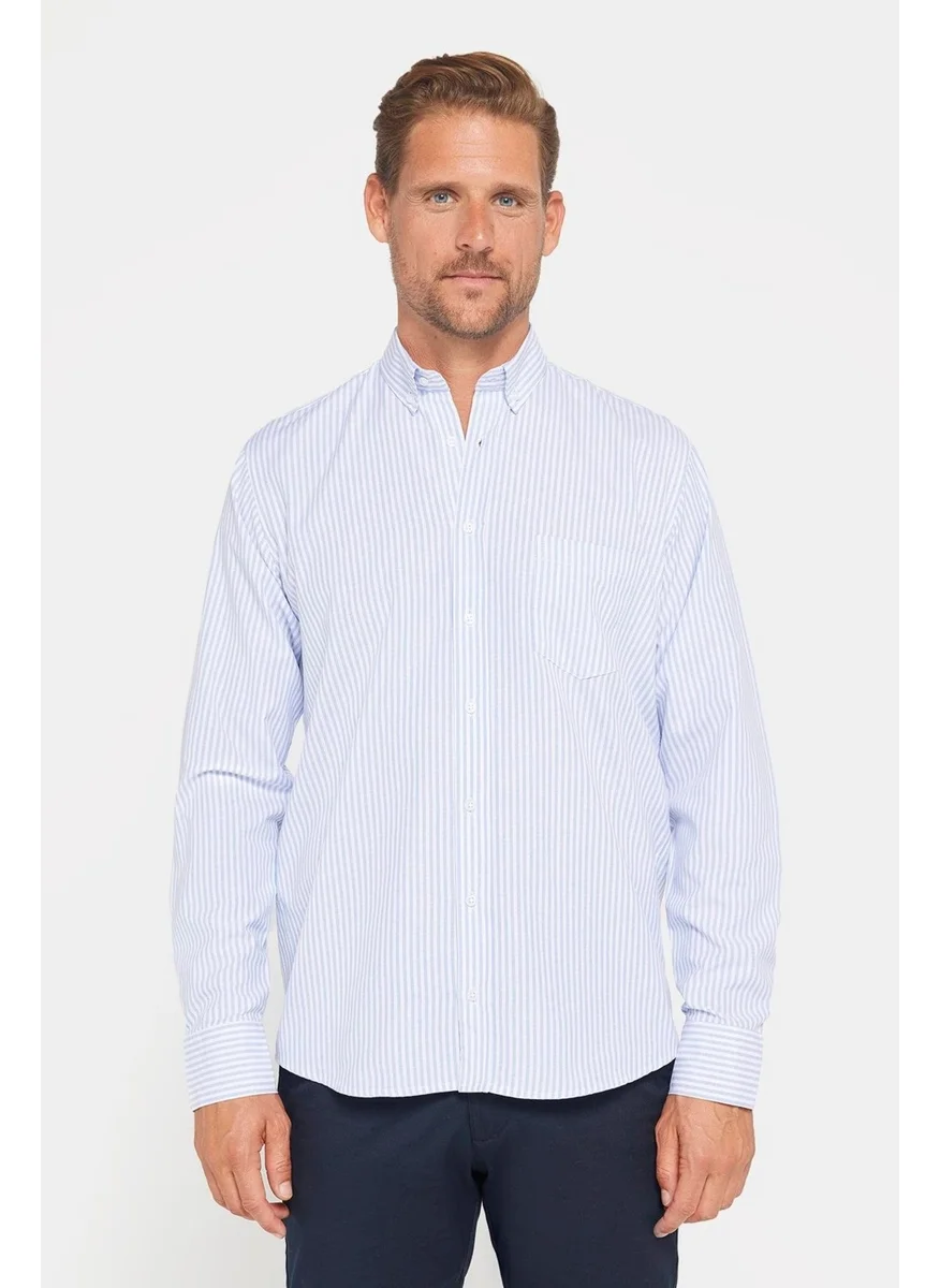 Tudors Classic Fit Button-down Collar Cotton Easy Iron Striped Men's Shirt