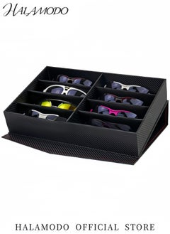 HALAMODO 12 Slot Sunglasses Organizer Storage Eyeglass Storage Case Multiple Eyeglasses Eyewear Display Case Space Saving Sunglass Glasses Storage Box with Lid  - Image 3
