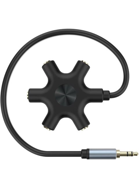 Audio Splitter Multi Headphone, 5-Way Jack 3.5mm Audio Stereo Headset Splitter Adapter, Headphone Splitter to Connect Up to 5 Devices for Audio Mixing, Shared Experiences, Fit for iPhone, iPad & More