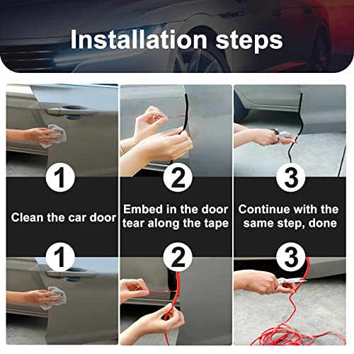 TEMI Car Door Protector Edge Guards, 32Ft(10M) Universal Rubber Seal Protector U Shape Edge Trim Car Door Edge Protection for Most Car (Black, 32FT) - Image 3