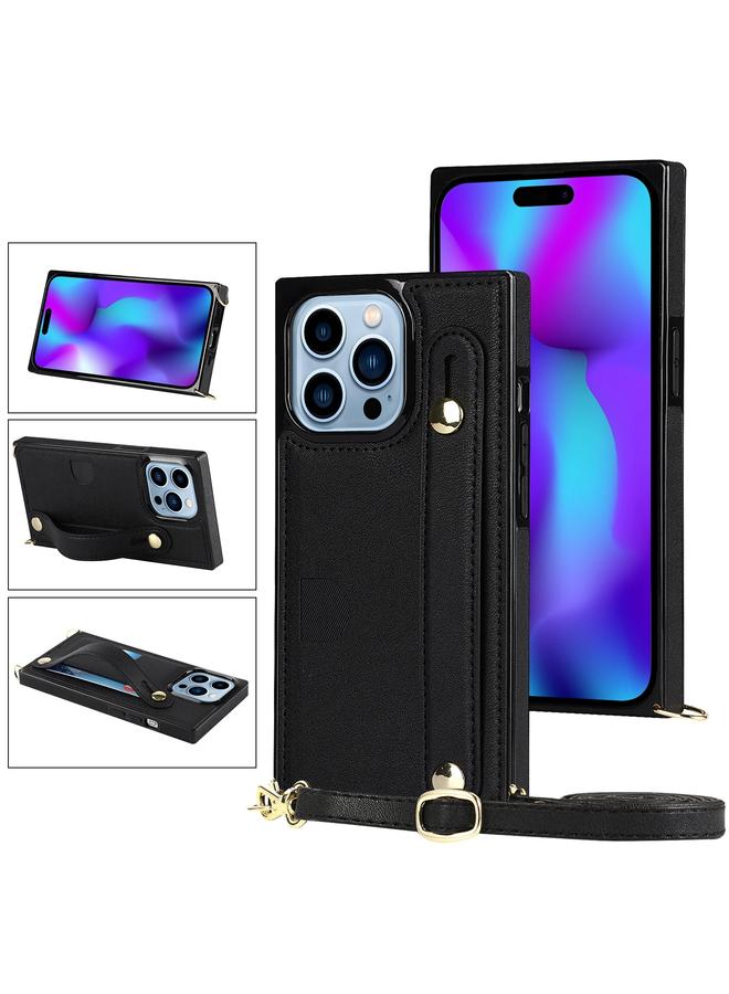 S-TOP Case For iPhone 14 Pro Crossbody Wrist Strap Card Holder Phone Case - Image 1