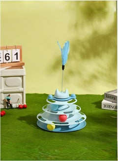 xppier Cat Toy Roller 4-Lay Turntable, Interactive Motion Pet Toy, Circle Track with Moving Feather, Tower Toys for Indoor Cats  - Image 1