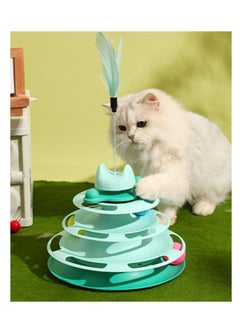 xppier Cat Toy Roller 4-Lay Turntable, Interactive Motion Pet Toy, Circle Track with Moving Feather, Tower Toys for Indoor Cats  - Image 2