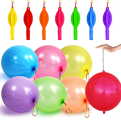 LEEZZIZZ 41Pcs Punch Balloons Thickened Neon Punching Balloon Heavy Duty with Rubber Band Handle Birthday Party Favors for Kids Weddings Goodie Bag Supply - Image 1