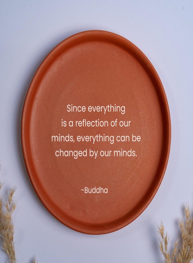 Almiro Tree Terracotta Wall Plate with Budha Quote | Wall Decoration Items for Living Room, Bedroom, Office | Wall Decor | Wall Plates Decor Hanging | Diwali Gifting Ideas, 8 inches - Image 1