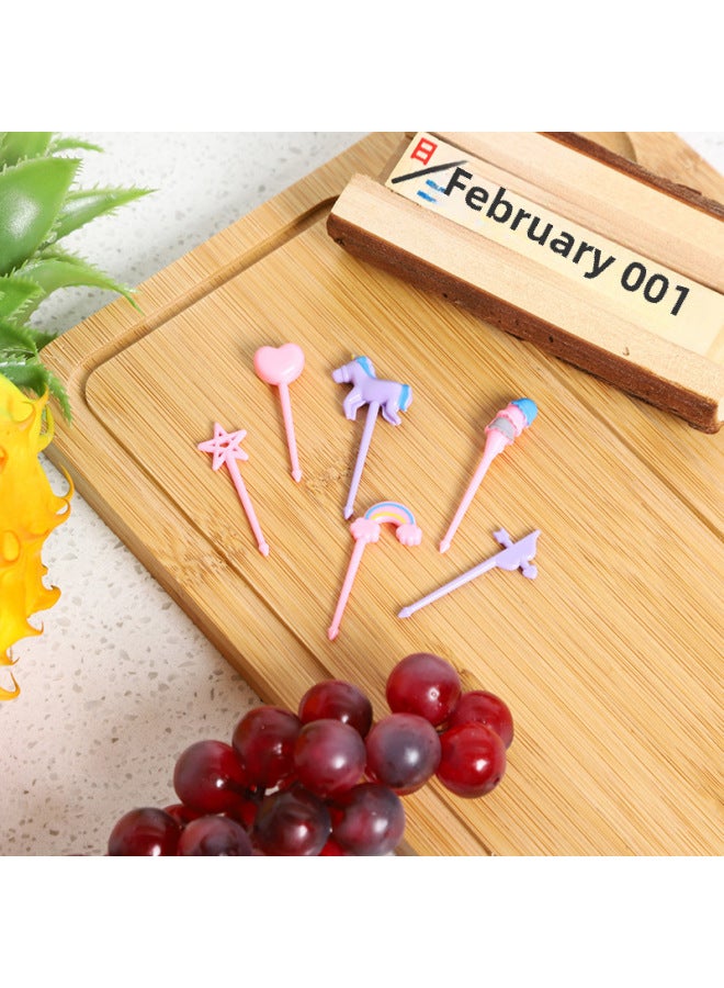 Japanese Cartoon Fruit Fork Cute Animal Fruit Fork Children Baby Special Fruit Sign Wholesale-Color:6pc Fruit Fork/unicorn Opp Pack  - Image 1