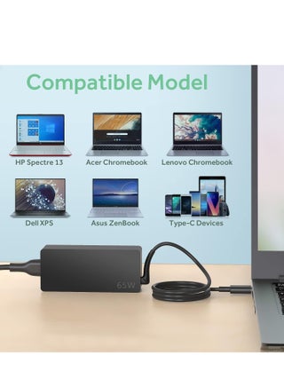 Replacement laptop Charger 65W USB TYPE C Laptop Charger compatible for Lenovo ThinkPT14 E14 T16 T480 T580ad X1 Carbon Chromebook Yoga ADLX65YDC2A, Fit for HP Dell Acer Asus Huawei Samsung USB C Charger - view 3