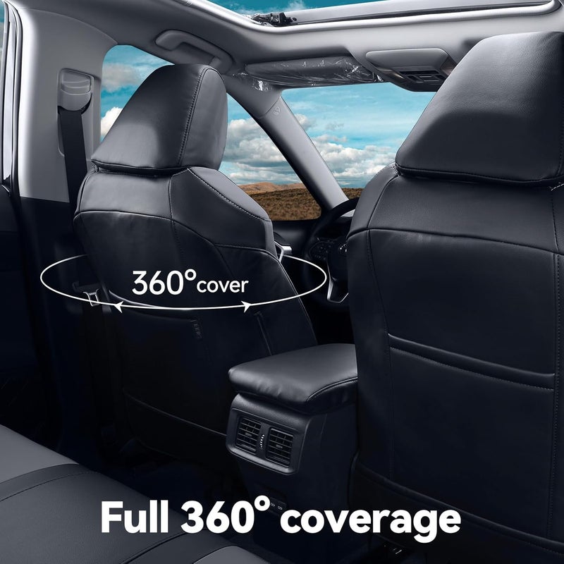 Coverdream Custom Fit Seat Covers for Toyota Corolla Cross L, LE, XLE 2022-2024 (Non-Hybrid) - Full Coverage Leather Protector (Black/Gray) - Image 3