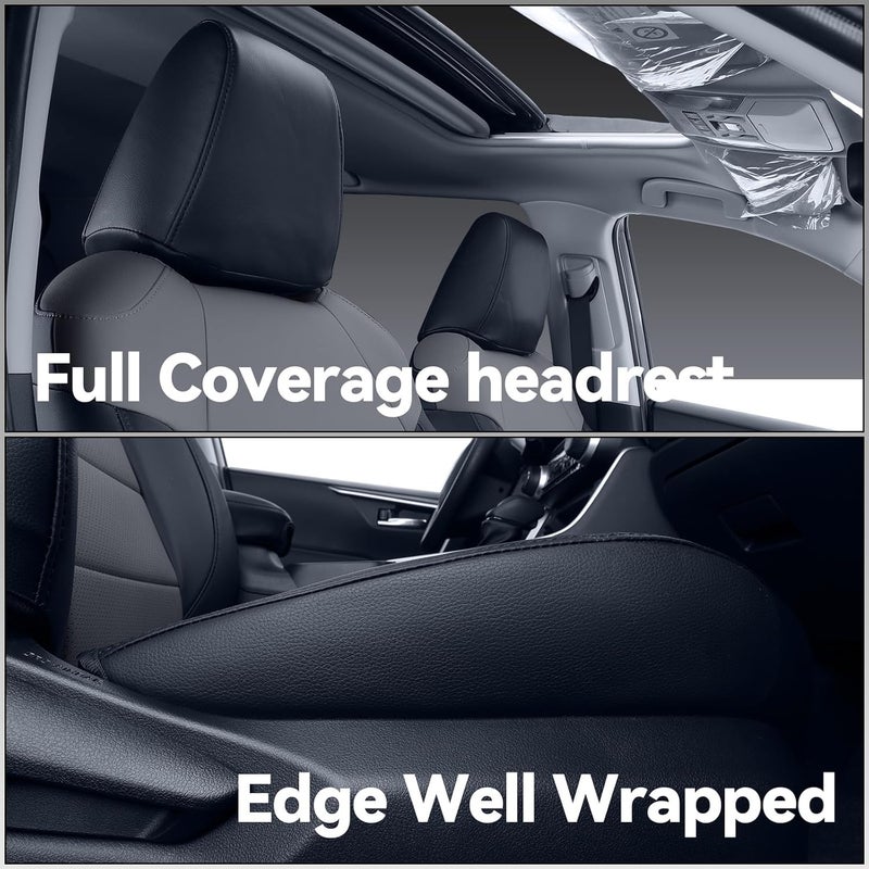 Coverdream Custom Fit Seat Covers for Toyota Corolla Cross L, LE, XLE 2022-2024 (Non-Hybrid) - Full Coverage Leather Protector (Black/Gray) - Image 4