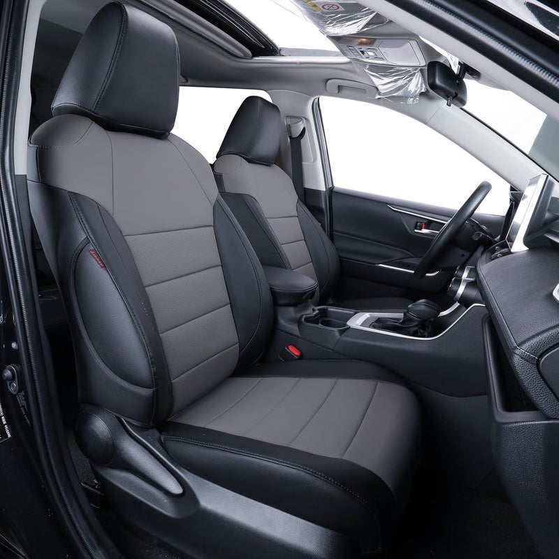 Coverdream Custom Fit Seat Covers for Toyota Corolla Cross L, LE, XLE 2022-2024 (Non-Hybrid) - Full Coverage Leather Protector (Black/Gray) - Image 1