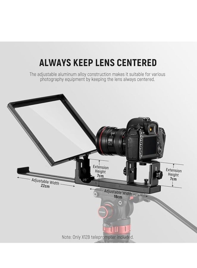 نيوير NEEWER BASICS X12B 12" Aluminum Alloy Teleprompter for iPad, Tablet, Phone & DSLR Camera with Remote & App Control, Compatible with iOS/Android – Ideal for Live Streaming & Online Lessons - Image 3